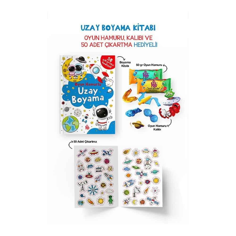 Uzay Boyama Kitabı Oyun Hamuru ve Çıkartma Hediyeli