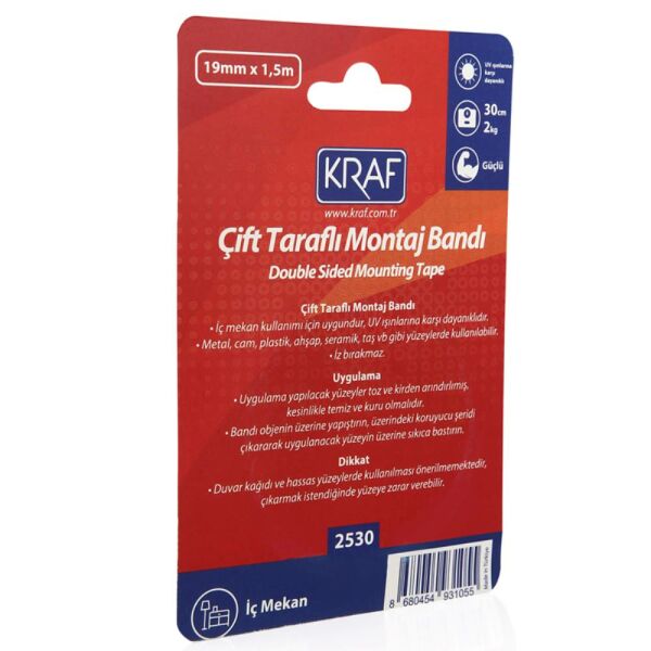 Kraf Montaj Bandı 2530G Çift Taraflı İç Mekan 19Mm X 1,5M