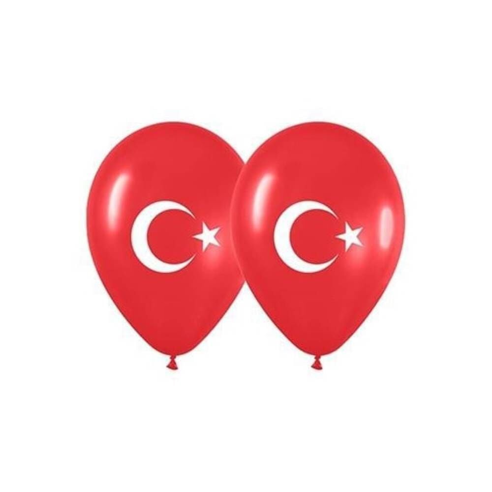 Gemar 10'' 26 cm Balon 100 lü Ay Yıldızlı Bayrak