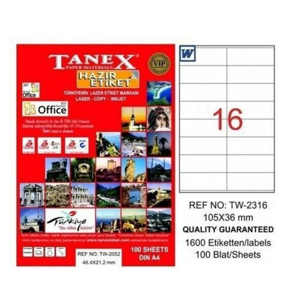 Tanex TW-2316 105x36 mm Laser Etiket