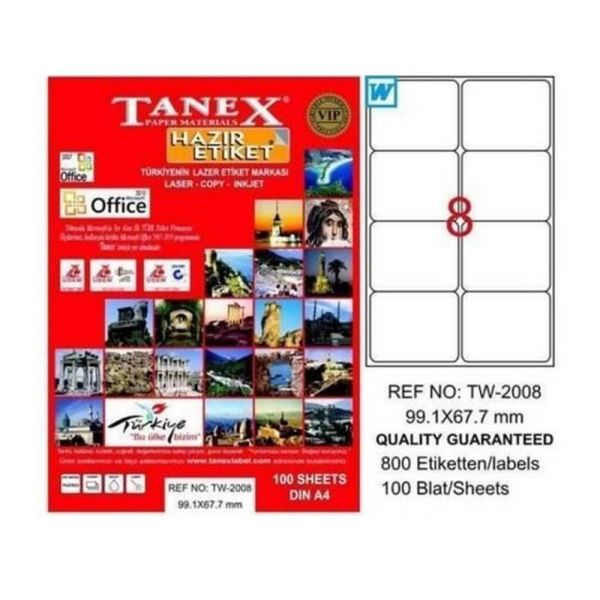 Tanex TW-2008 99.1x67.7 mm Laser Etiket