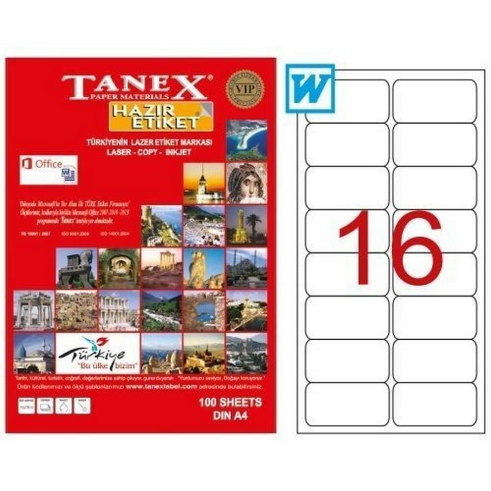Tanex TW-2016 99.1x34 mm Laser Etiket