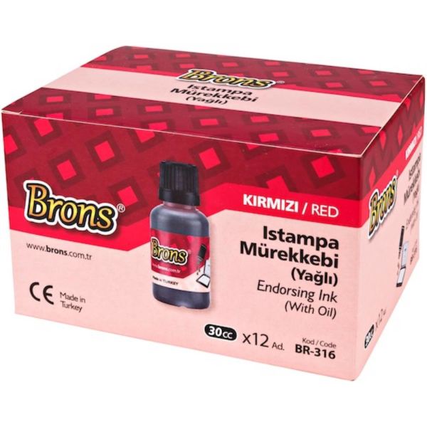 Brons Istampa Mürekkebi  30 Cc Kırmızı Br-316
