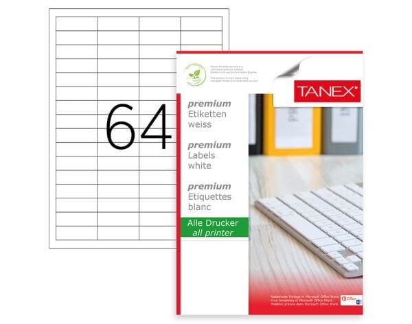 Tanex TW-2564 48.5x16.9 mm Laser Etiket