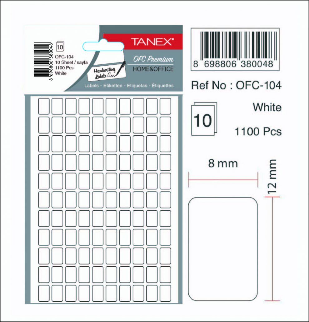 Tanex Ofis Etiketi Ofc-104 Beyaz