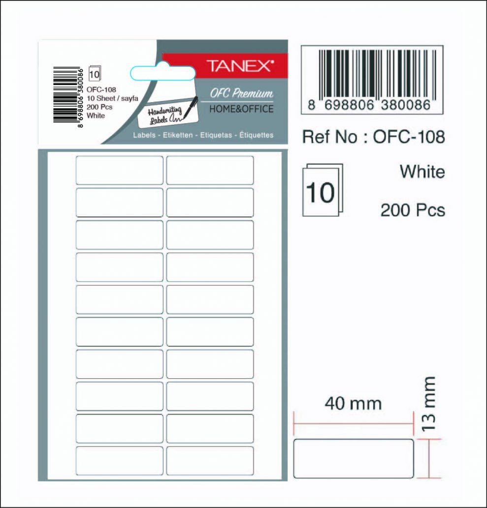 Tanex Ofis Etiketi Ofc-108 Beyaz