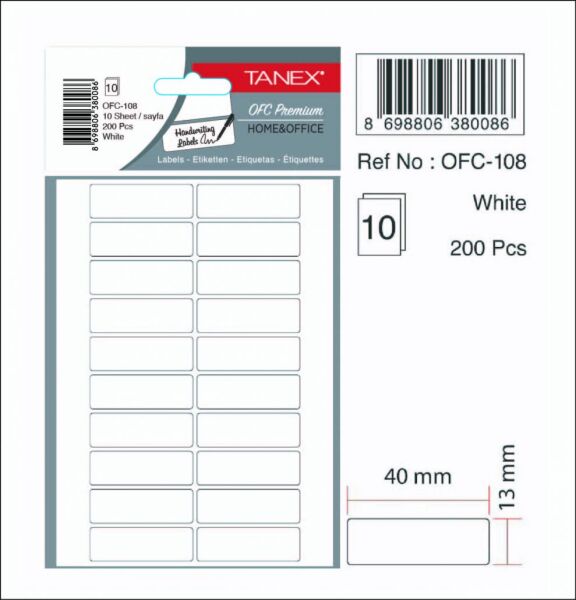Tanex Ofis Etiketi Ofc-108 Beyaz