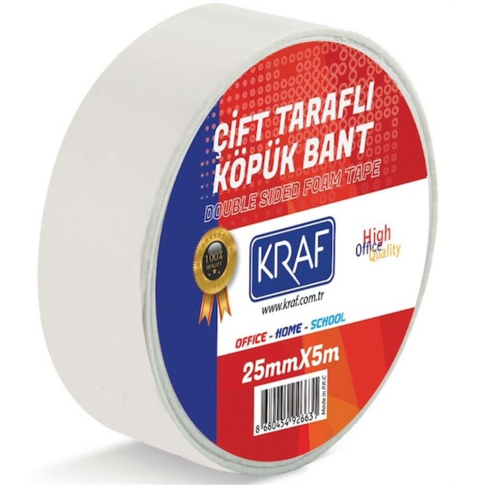 Kraf Çift Taraflı Köpük Bant 25Mm X 5M 5025G