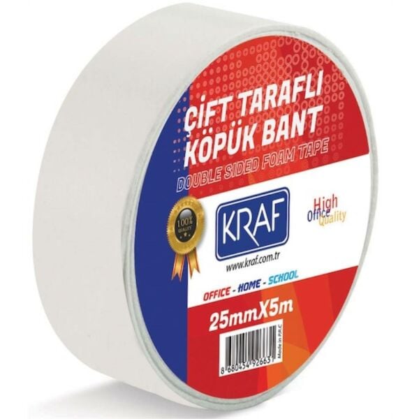 Kraf Çift Taraflı Köpük Bant 25Mm X 5M 5025G