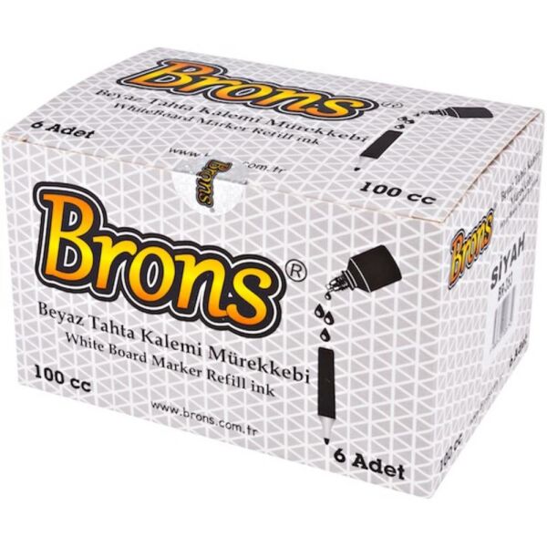 Brons Beyaz Tahta Kalemi  Mürekkebi 100 Cc Siyah Br-353