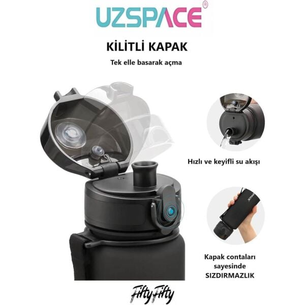 Uzspace 3053-3 Soft Touch 800 ml Mavi Tritan Matara