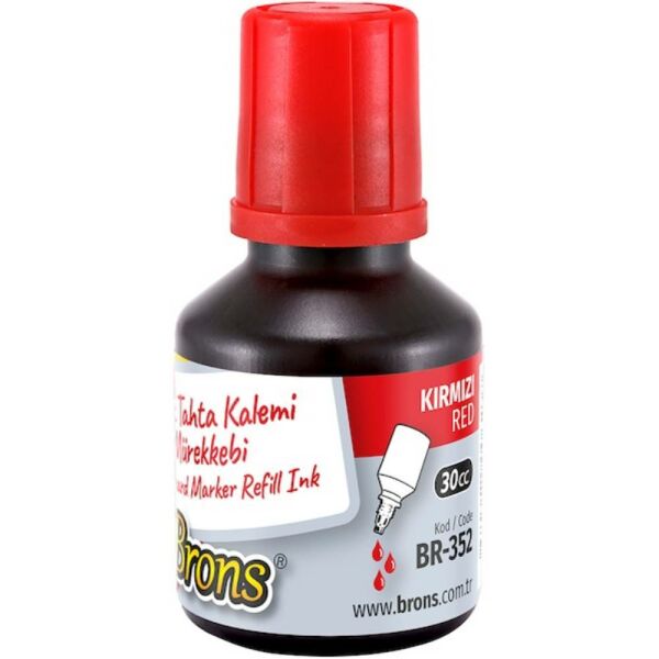 Brons Beyaz Tahta Kalemi  Mürekkebi  30 Cc Kırmızı Br-352
