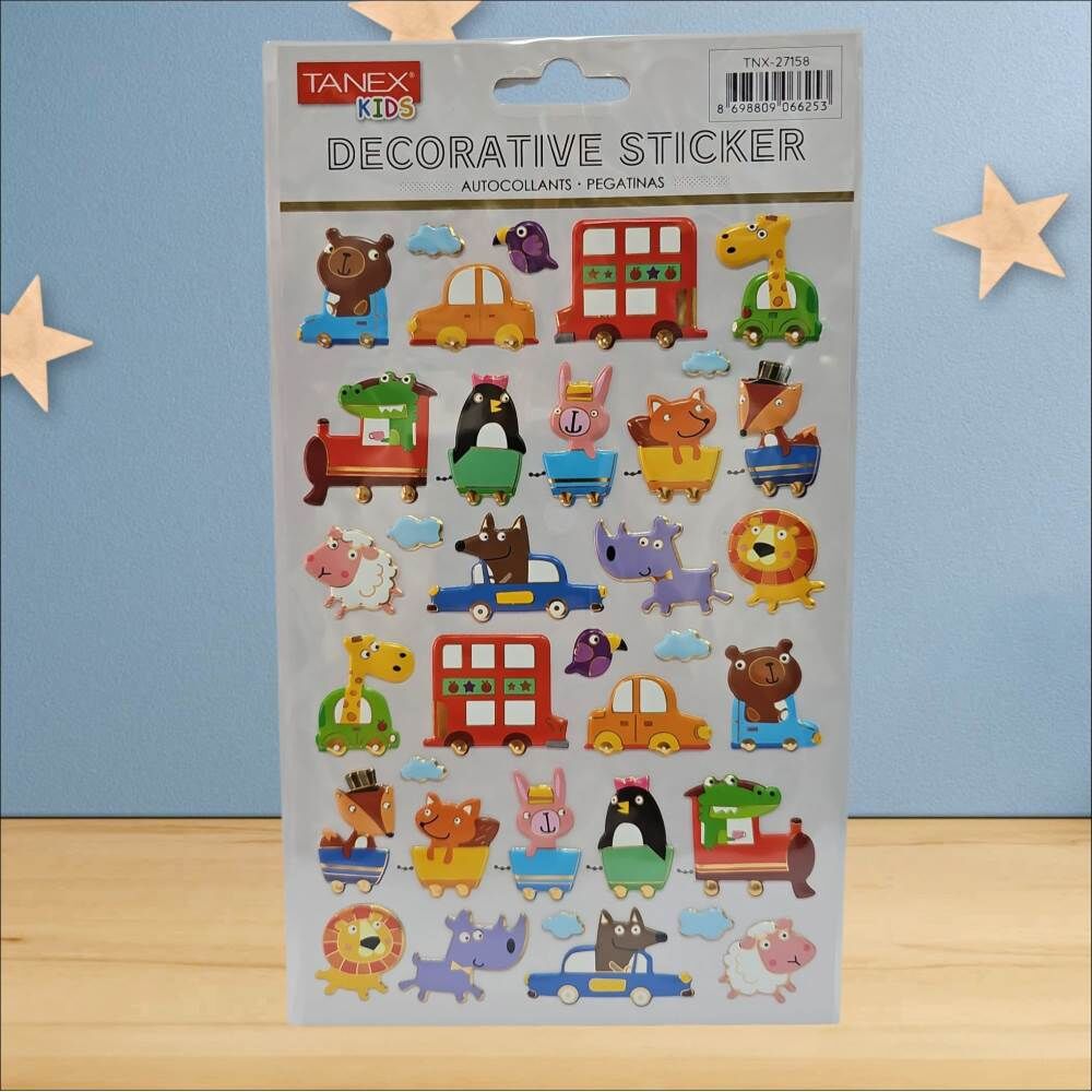 Tanex Sticker Pufy Arabalı Gezen Hayvan Serisi 27158