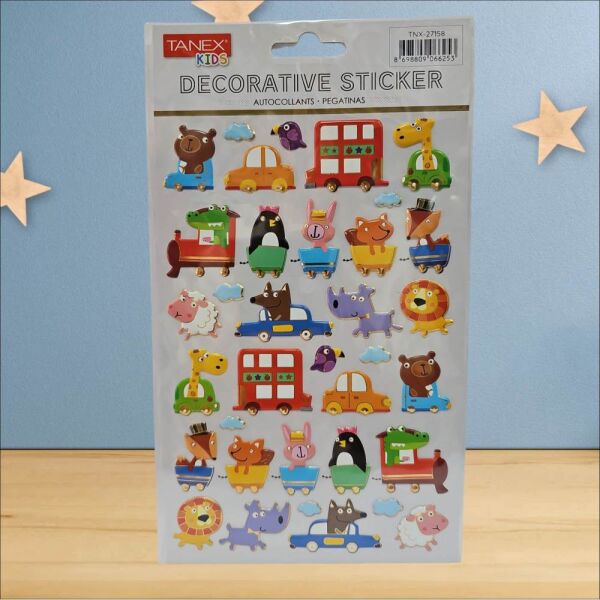 Tanex Sticker Pufy Arabalı Gezen Hayvan Serisi 27158