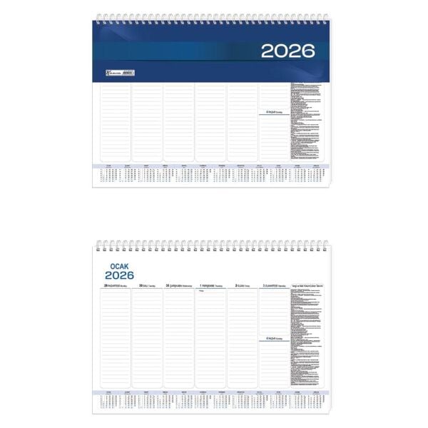 Keskin 2026 Haftalık Masa Sümeni Spiralli 20x28 AJ-70