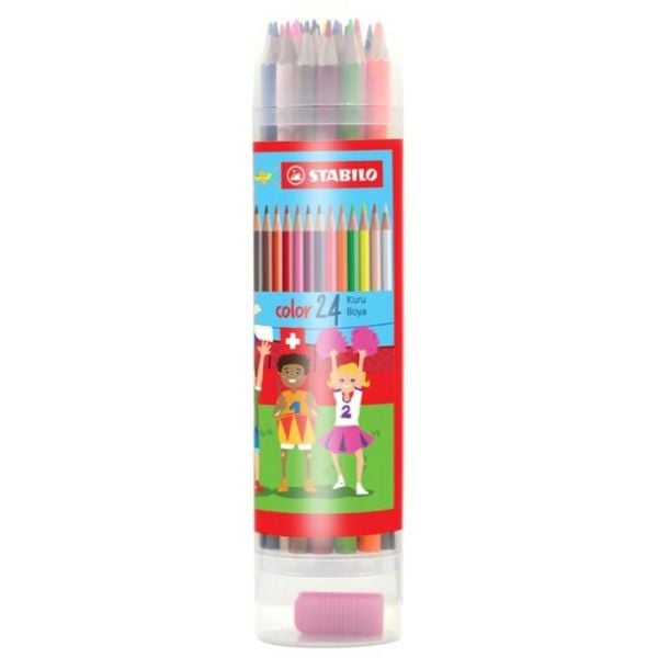 Stabılo Kuru Boya 24 Renk Plastik Tüp 1224/77-Pt
