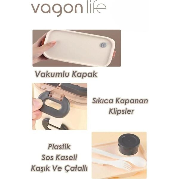 Vagonlife Paslanmaz Çelik 1350 ml Beslenme Kutusu BL10110-2S Turuncu