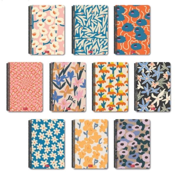 Çiçek 16x23 100 Yaprak Kareli Sert Kapak Spiralli Defter