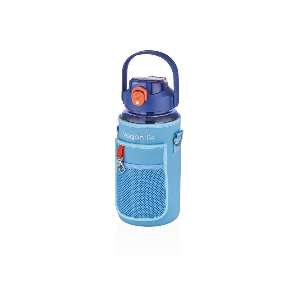 Vagonlife Kılıflı Pipetli Tritan Matara 1500 ml VGN2115 Mavi