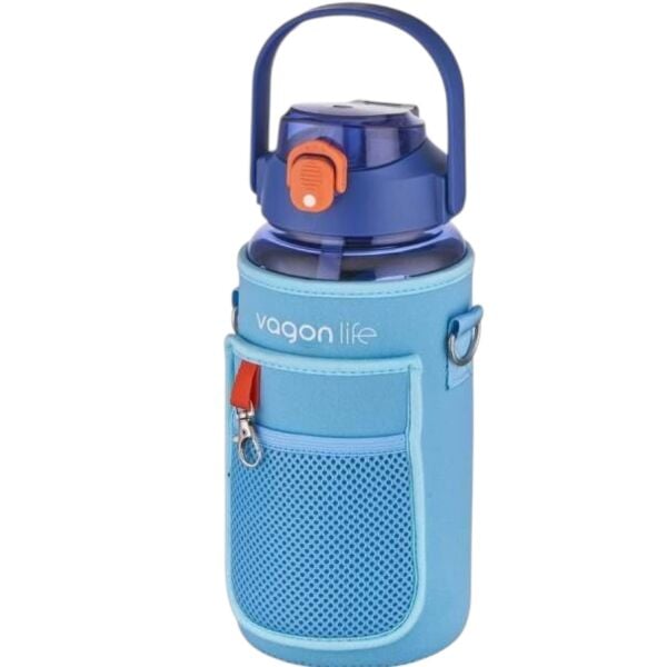 Vagonlife Kılıflı Pipetli Tritan Matara 1500 ml VGN2115 Mavi