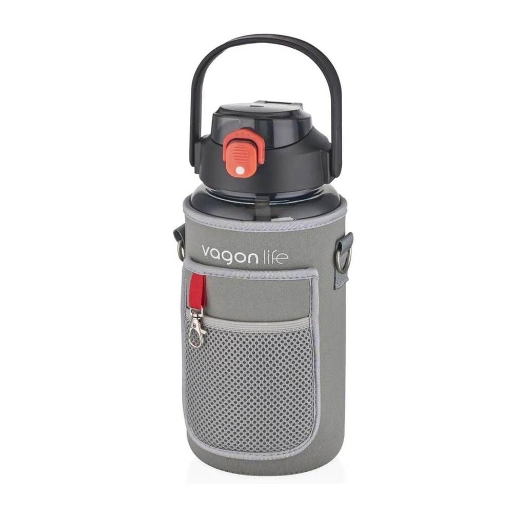Vagonlife Kılıflı Pipetli Tritan Matara 1500 ml VGN2115 Siyah