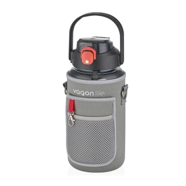 Vagonlife Kılıflı Pipetli Tritan Matara 1500 ml VGN2115 Siyah