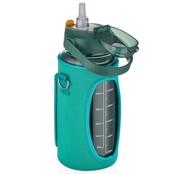 Vagonlife Kılıflı Pipetli Tritan Matara 1500 ml VGN2115 Yeşil