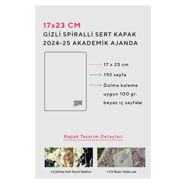 Victorias Journals 2024-2025 17x23 Lastikli Gizli Spiralli Akademik Ajanda 124-1258