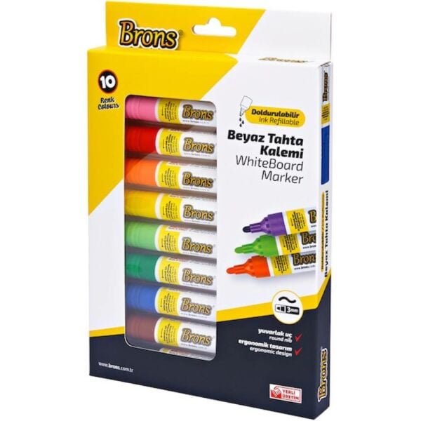 Brons Beyaz Tahta Kalemi Doldurulabilir 10 Lu Set Br-9511