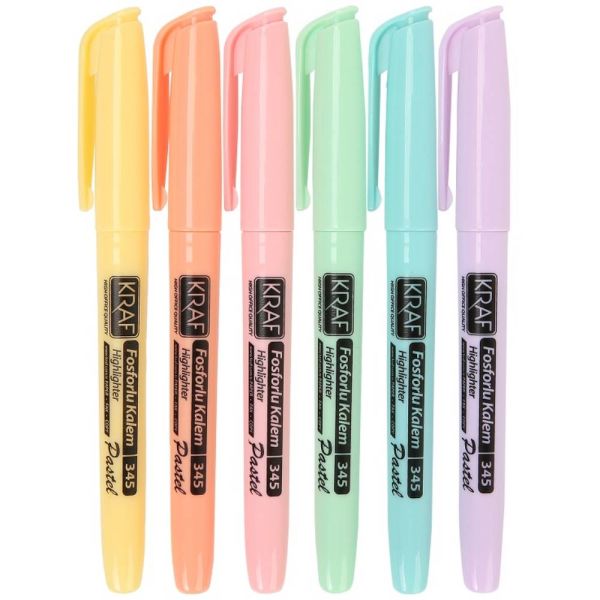 Kraf Fosforlu Kalem Pastel Kalem Tipi 345 6 Lı