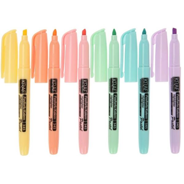 Kraf Fosforlu Kalem Pastel Kalem Tipi 345 6 Lı