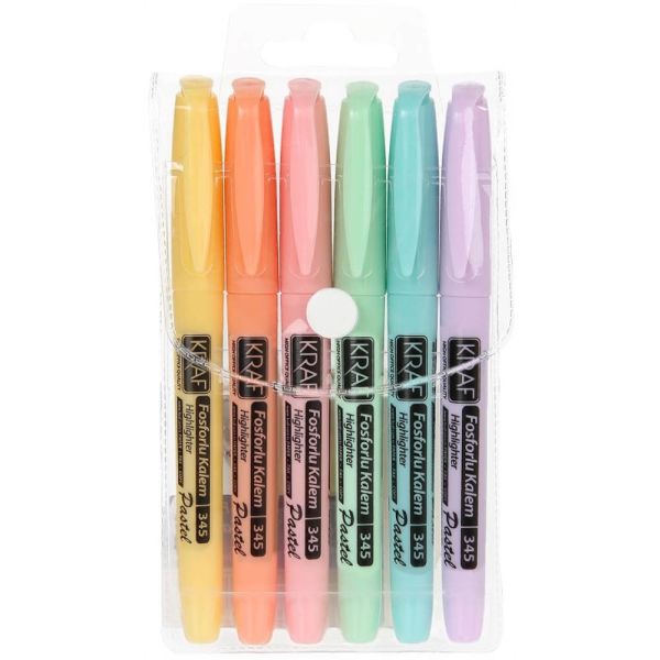 Kraf Fosforlu Kalem Pastel Kalem Tipi 345 6 Lı