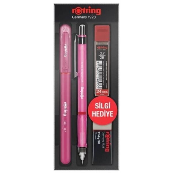 Rotring Versatil Kalem Visuclick + Jel 0.7 Okul Seti Pembe