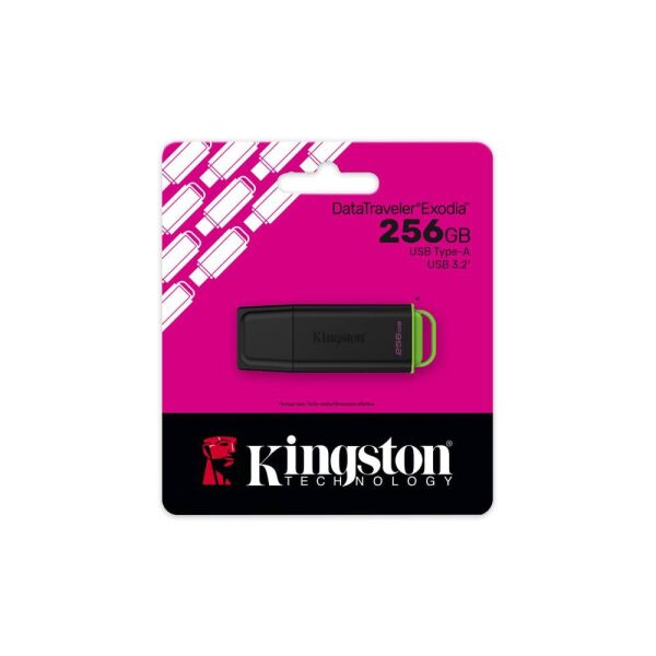 Kingston DTXG2-256GB 256GB Portable USB 3.2 Gen 1 DataTraveler Exodia Black-Green Flash Bellek