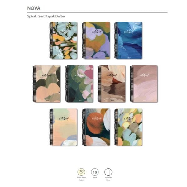 Nova 16x23 100 Yaprak Çizgili Sert Kapak Spiralli Defter