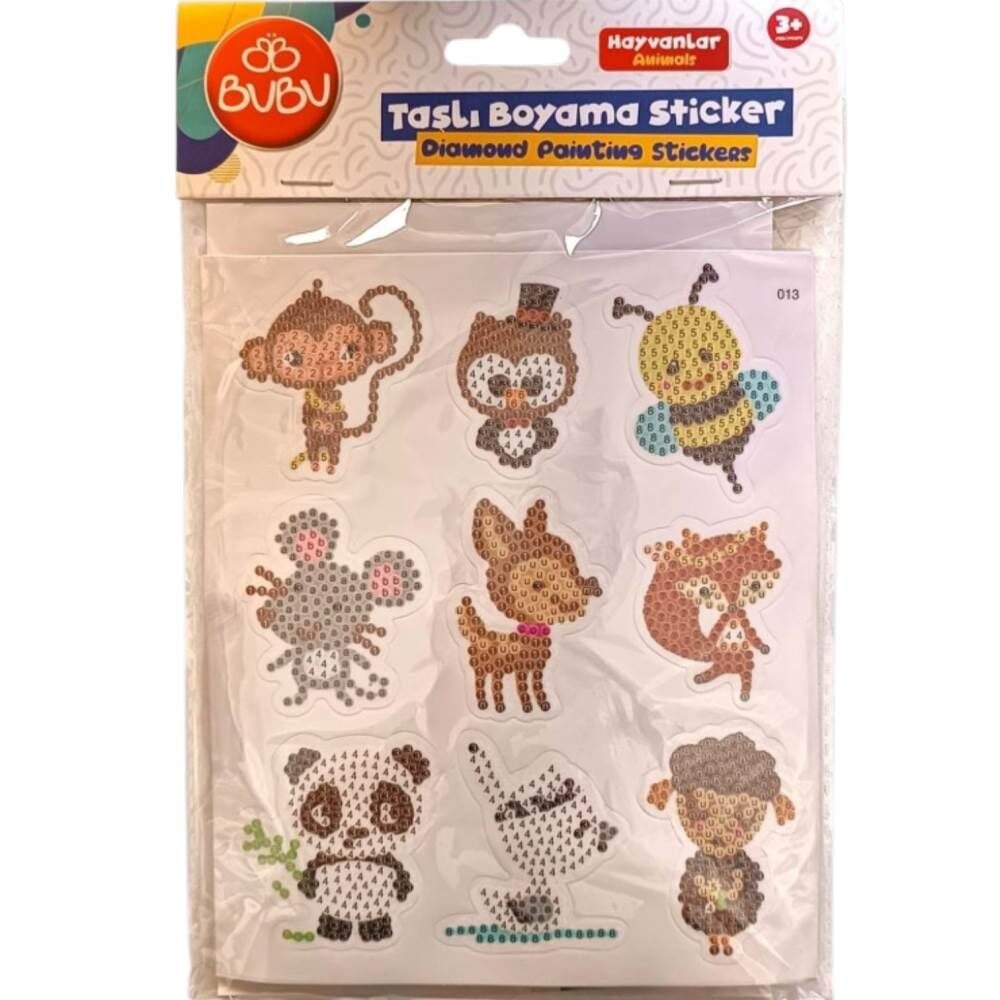 Bubu Taşlı Boyama Kartları Hayvanlar