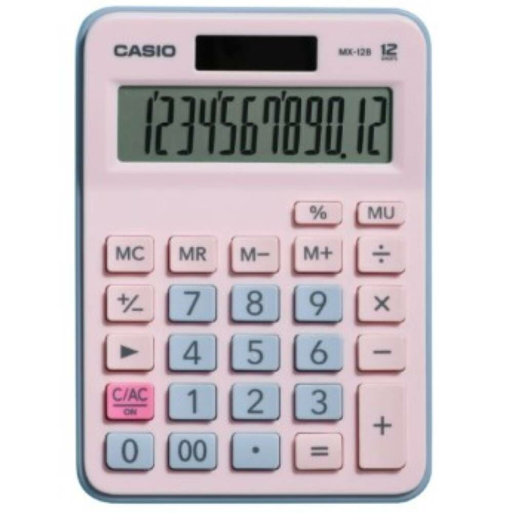 Casio MX-12B-PKLB Açık Pembe+Açık Mavi 12 Hane Masa Üstü Hesap Makinesi