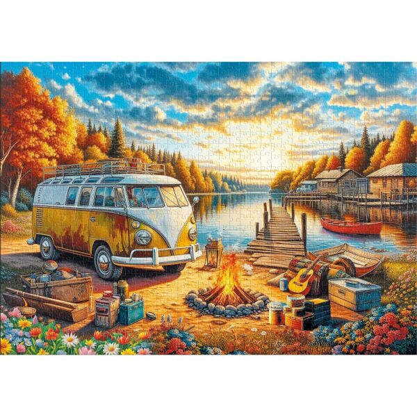 Vos Vos Camp Fire at Sunset 1000 Parça Puzzle 20810