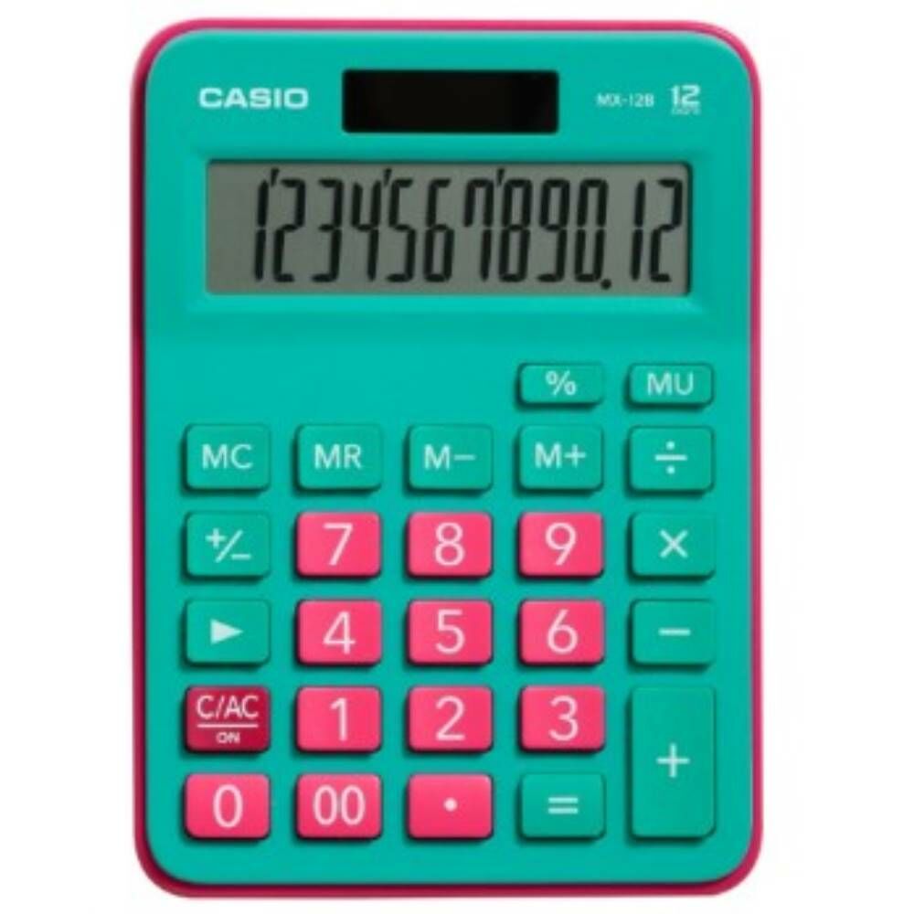 Casio MX-12B-GNRD Yeşil+Pembe 12 Hane Masa Üstü Hesap Makinesi