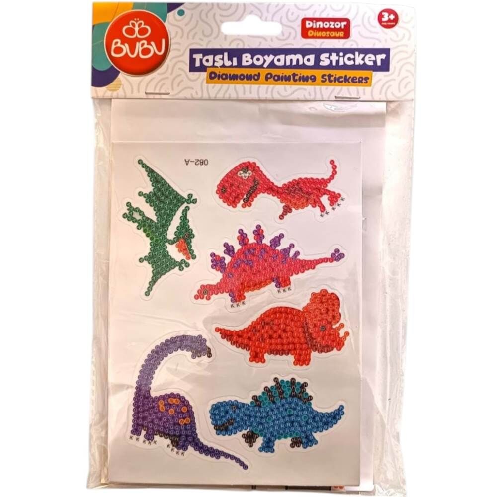 Bubu Taşlı Boyama Kartları Dinozor