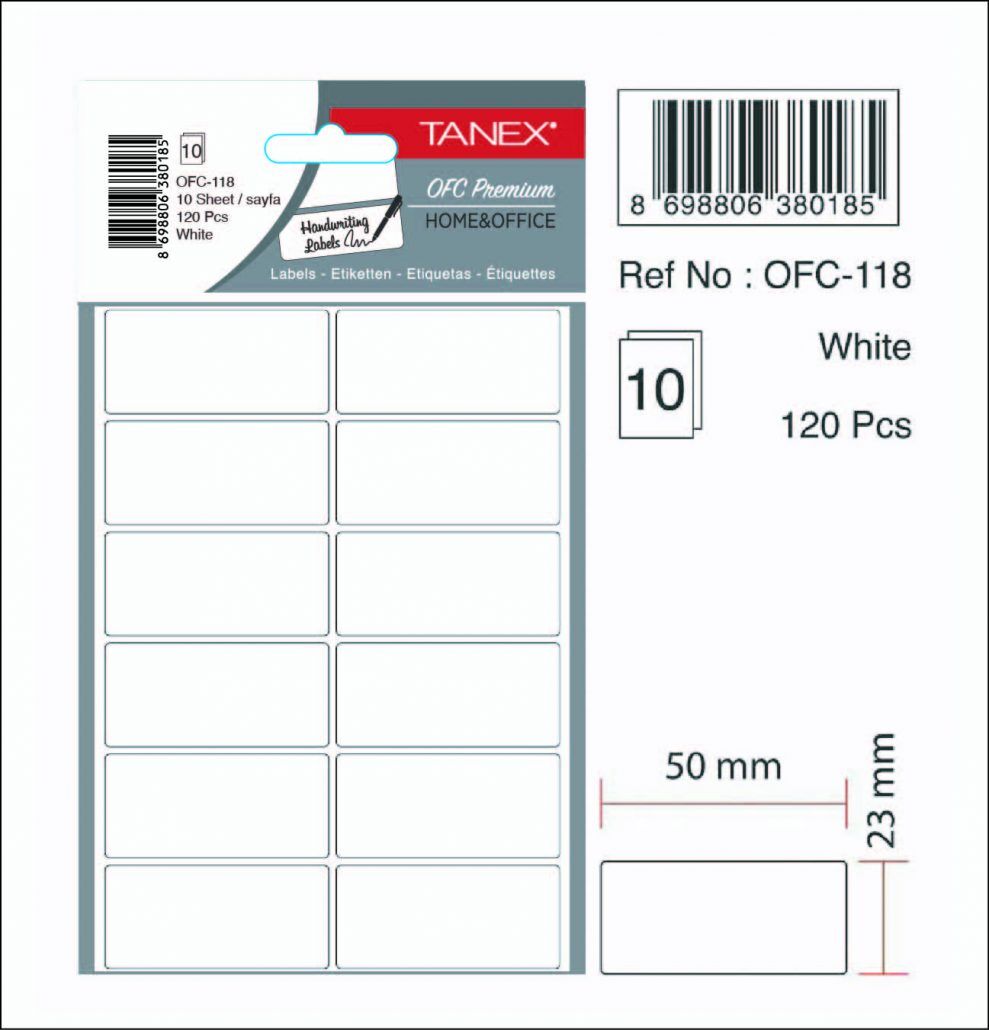 Tanex Ofis Etiketi Ofc-118 Beyaz