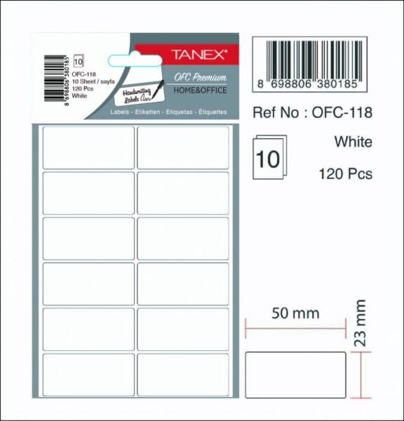 Tanex Ofis Etiketi Ofc-118 Beyaz