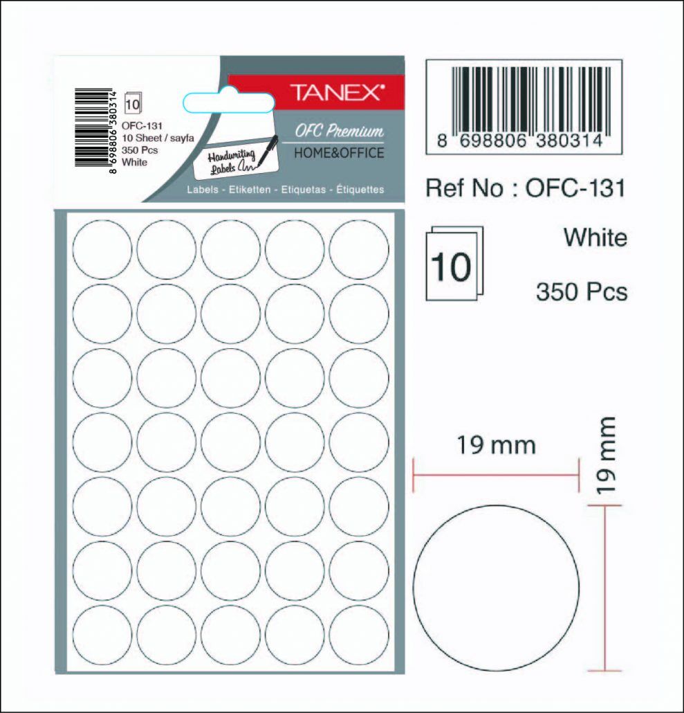 Tanex Ofis Etiketi Ofc-131 Beyaz