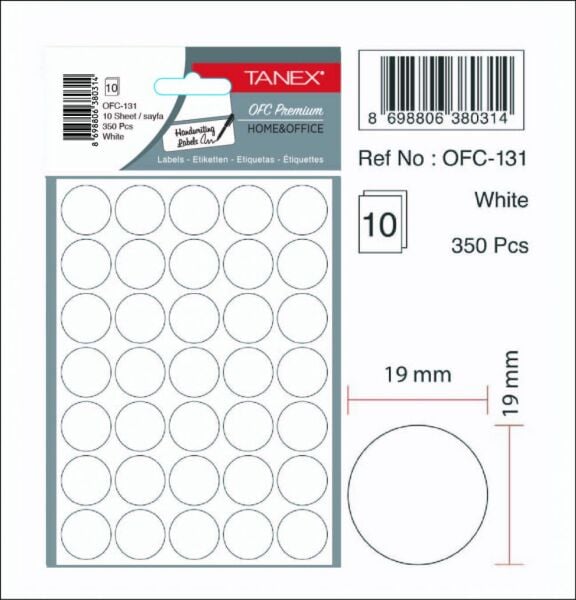 Tanex Ofis Etiketi Ofc-131 Beyaz