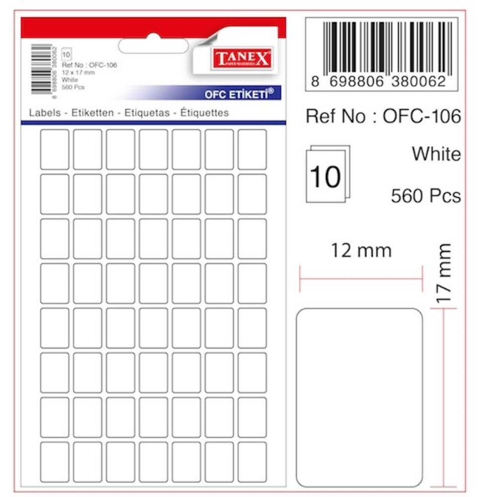 Tanex Ofis Etiketi Ofc-106 Beyaz