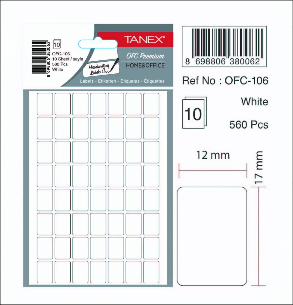 Tanex Ofis Etiketi Ofc-106 Beyaz