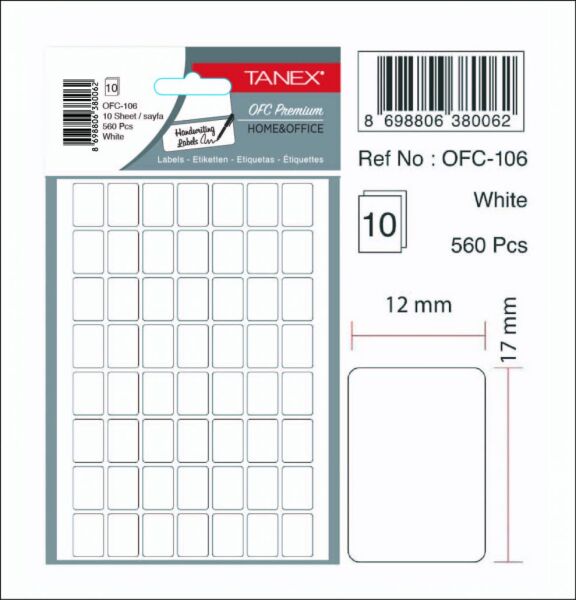 Tanex Ofis Etiketi Ofc-106 Beyaz