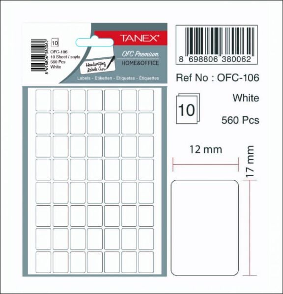 Tanex Ofis Etiketi Ofc-106 Beyaz