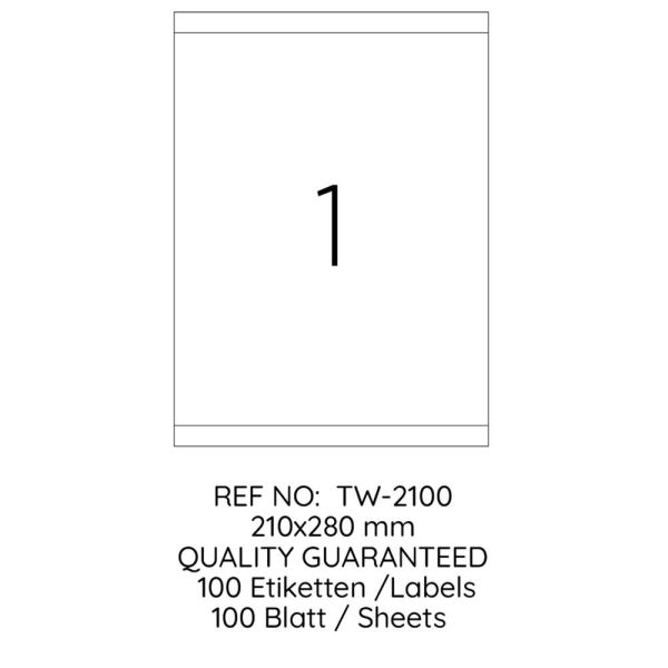Tanex Laser Etiket Tw-2100 210 X 280 Mm 100 Lü