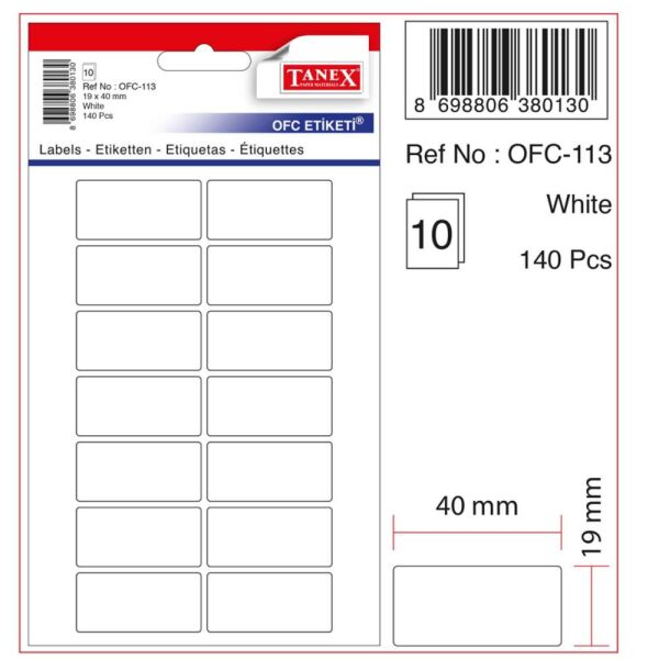 Tanex Ofis Etiketi Ofc-113 Beyaz